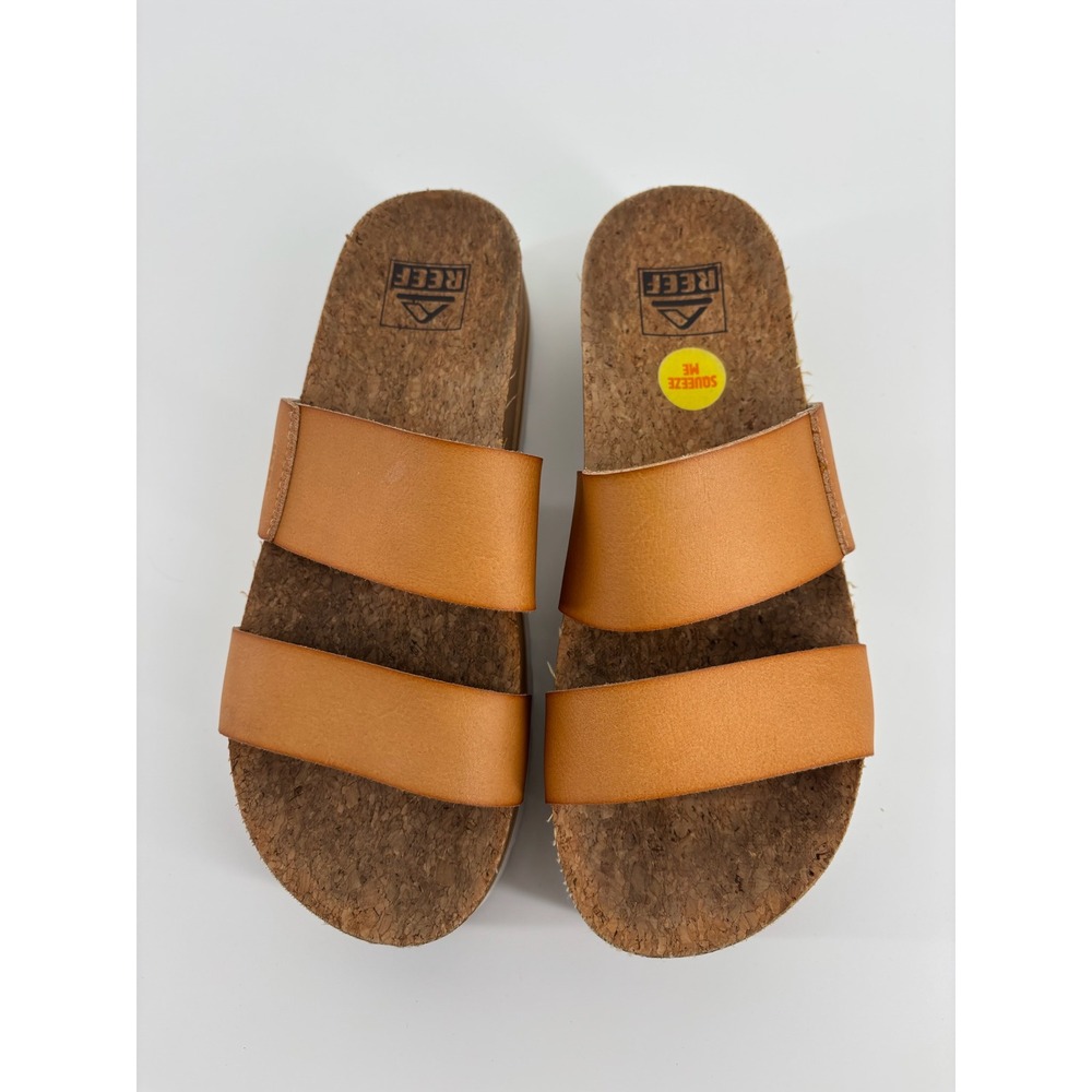 Reef Women's Tan Dual-Strap Cork Slide Sandals